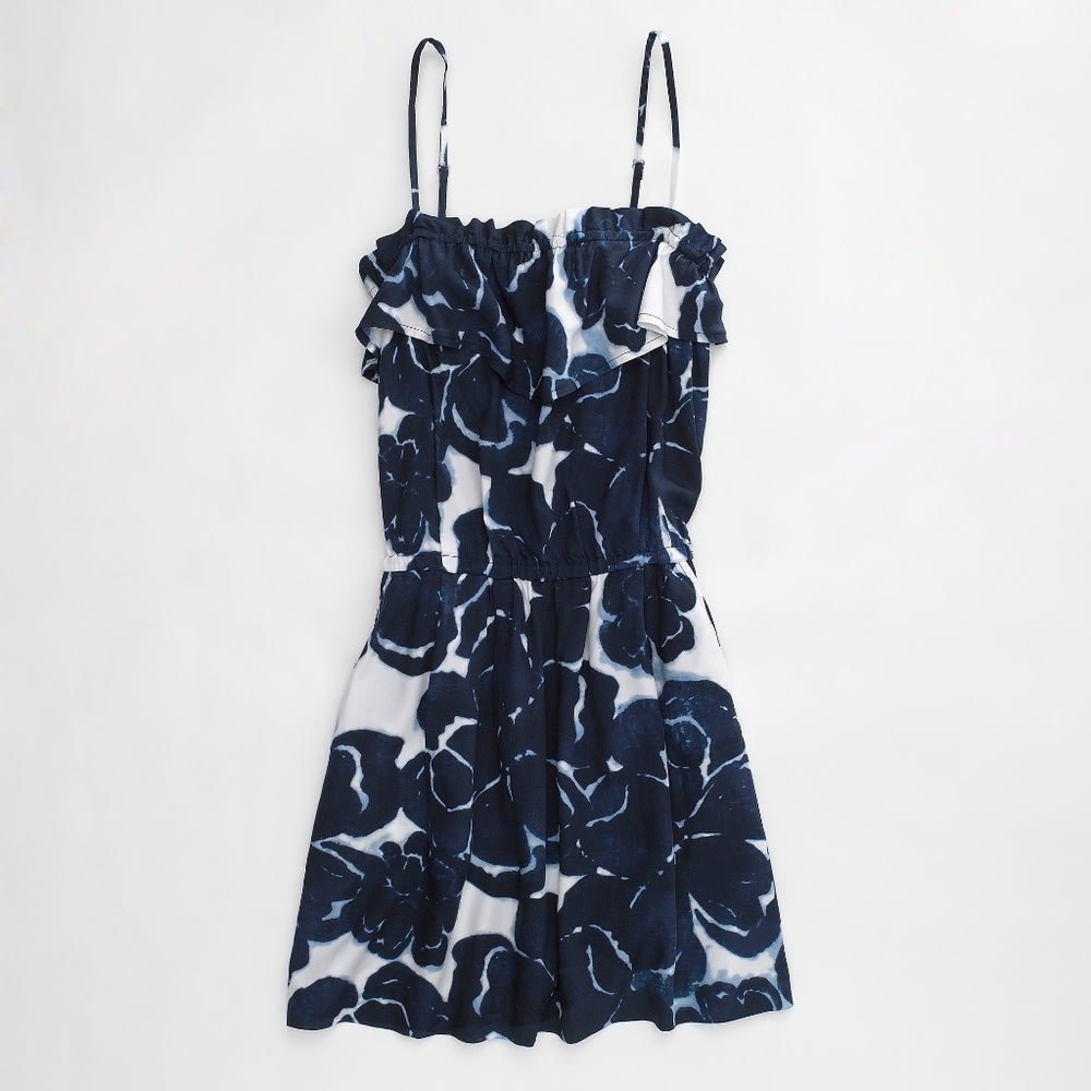 J Crew Printed Ruffle Sleeveless Dress S